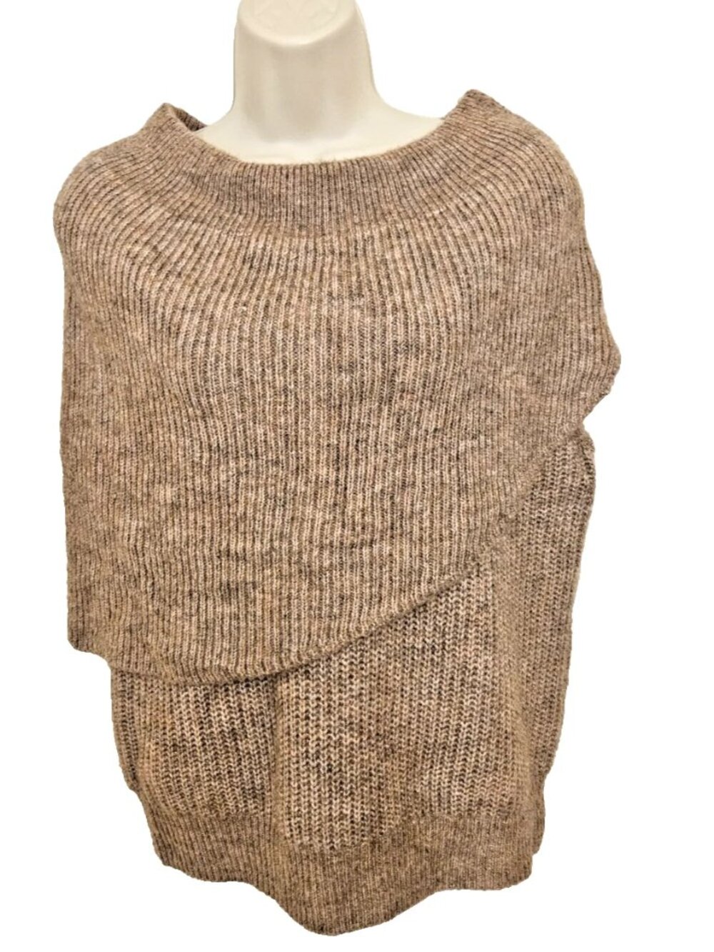 NEW Zara Asymmetrical Sleeveless Knit Sweater Vest Size S Oatmeal Brown NWT
